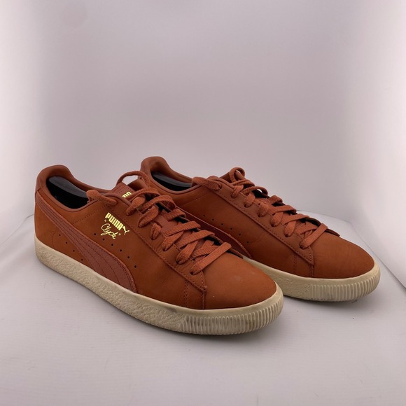 Puma‎ Clyde Leather Sneakers Casual Walking Shoes Burnt Orange Brown Size 11 - Picture 1 of 10